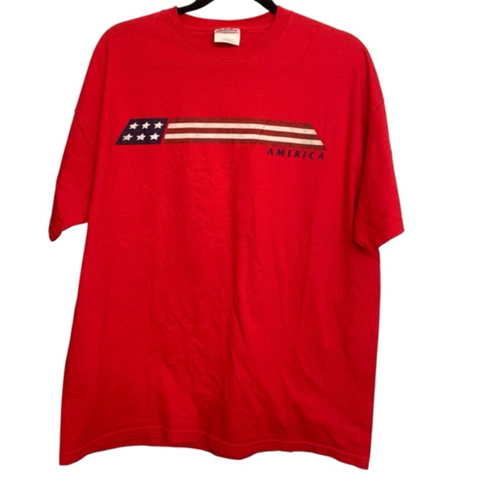 Vintage Hanes Heavyweight America Flag T-Shirt XL Patriotic USA Tee